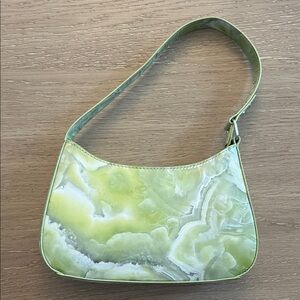 Green Marble Pattern Shoulder Bag